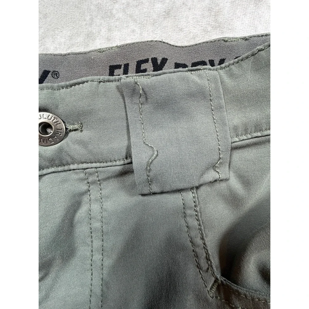 Duluth Mens 30x32 Cargo Pants Dry On The Fly Olive Green Nylon Stretch Slim Fit